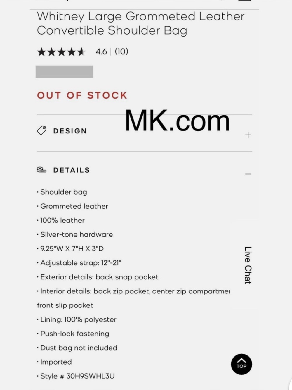 Michael Kors Black Whitney grommeted/ Studded Leather convertsble Shoulder Bag - Picture 10 of 10